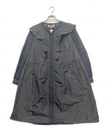 Super Beauty（スーパービューティ）の古着「袖レースデザインショルダー フリルコート」｜ブラック