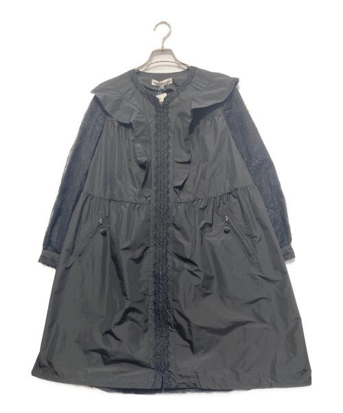 Super Beauty（スーパービューティ）Super Beauty (スーパービューティ) 袖レースデザインショルダー フリルコート ブラック サイズ:40の古着・服飾アイテム