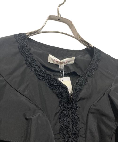 Super Beauty（スーパービューティ）Super Beauty (スーパービューティ) 袖レースデザインショルダー フリルコート ブラック サイズ:40の古着・服飾アイテム