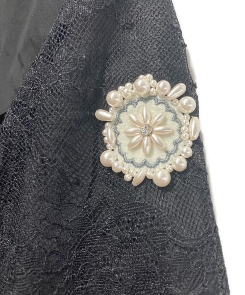 Super Beauty（スーパービューティ）Super Beauty (スーパービューティ) 袖レースデザインショルダー フリルコート ブラック サイズ:40の古着・服飾アイテム