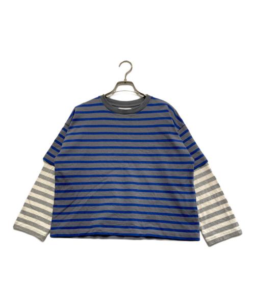 Ron Herman（ロンハーマン）Ron Herman (ロンハーマン) ストライプ レイヤード ロングスリーブティー グレー×ネイビー サイズ:XSの古着・服飾アイテム