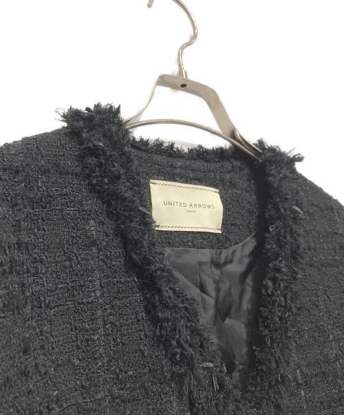UNITED ARROWS（ユナイテッドアローズ）UNITED ARROWS (ユナイテッドアローズ) ファンシーツイードVネック ブラック サイズ:38の古着・服飾アイテム