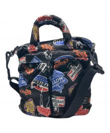 Hysteric Glamour×PORTER（ヒステリックグラマー×ポーター）の古着「STICKERS柄 2WAYミニヘルメットバッグ」｜ブラック