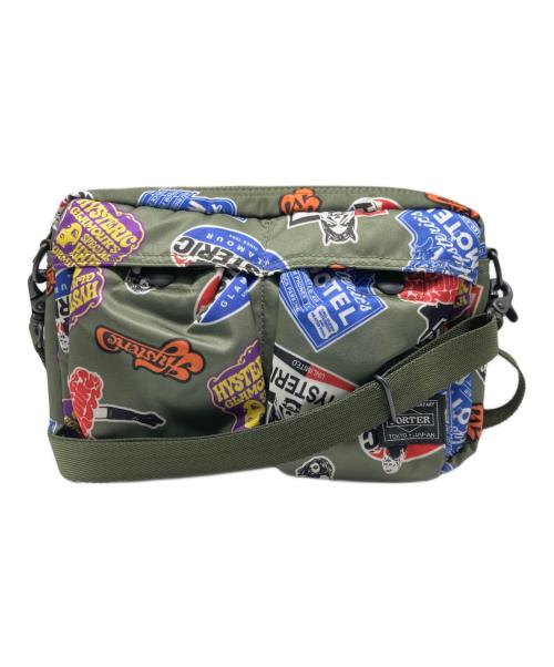 Hysteric Glamour（ヒステリックグラマー）Hysteric Glamour (ヒステリックグラマー) PORTER (ポーター) STICKERS柄 ショルダーバッグ グリーンの古着・服飾アイテム