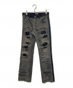 UNDERCOVERアンダーカバー）の古着「02AWクラッシュデニムパンツ」｜ブラック