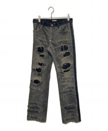 UNDERCOVER（アンダーカバー）の古着「02AWクラッシュデニムパンツ」｜ブラック