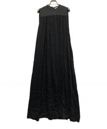 ASTRAET（アストラット）の古着「異素材ノースリーブフレアワンピース」｜ブラック