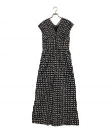 ne quittez pas（ヌキテパ）の古着「ビオラプリント オールインワン」｜ブラック