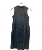 mizuiro-indミズイロインド）の古着「リネンノースリーブワンピース」｜ブラック