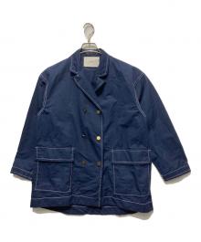 Midi-Umi（ミディウミ）の古着「24SSコットンリネン ダブルテーラードジャケット」｜ネイビー