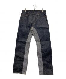 KOJIMA GENES（コジマジーンズ）の古着「ストライプ切替デニムパンツ」｜インディゴ