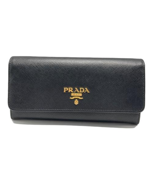 PRADA（プラダ）PRADA (プラダ) 長財布 ブラック×ピンクの古着・服飾アイテム