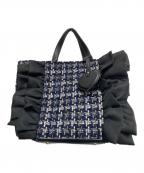 DIANAダイアナ）の古着「ツイード2WAYバッグ」｜ブラック×ネイビー