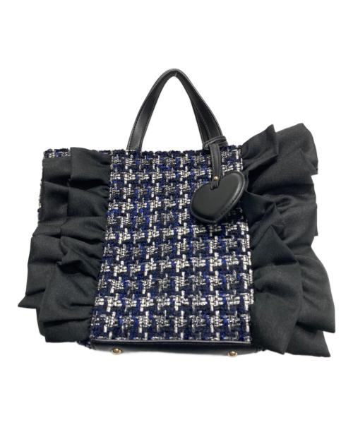 DIANA（ダイアナ）DIANA (ダイアナ) ツイード2WAYバッグ ブラック×ネイビーの古着・服飾アイテム