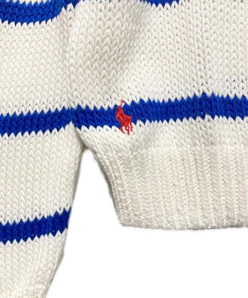 POLO RALPH LAUREN（ポロ・ラルフローレン）POLO RALPH LAUREN (ポロ・ラルフローレン) ボーダーニット ホワイト×ブルー サイズ:XSの古着・服飾アイテム