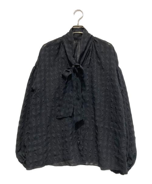 journal standard L'essage（ジャーナルスタンダード レサージュ）journal standard L'essage (ジャーナルスタンダード レサージュ) IPEKER/CHECK ボウタイブラウス ブラック サイズ:FREEの古着・服飾アイテム