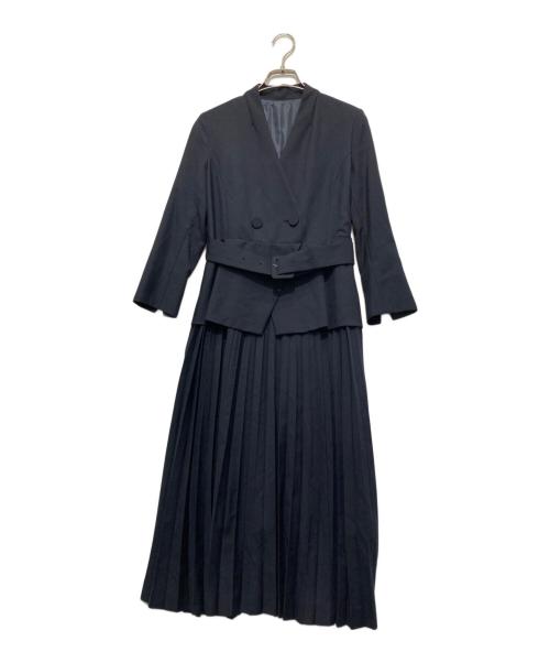 RUIRUE BOUTIQUE（ルイルエブティック）RUIRUE BOUTIQUE (ルイルエブティック) ドッキングプリーツワンピース ネイビー サイズ:Sの古着・服飾アイテム