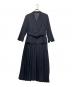 RUIRUE BOUTIQUE（ルイルエブティック）の古着「ドッキングプリーツワンピース」｜ネイビー