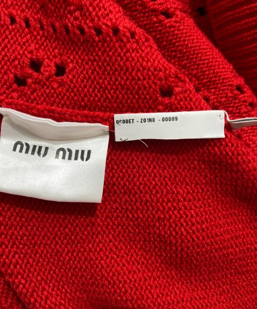 MIU MIU（ミュウミュウ）MIU MIU (ミュウミュウ) ハート柄半袖ニット レッド サイズ:36の古着・服飾アイテム