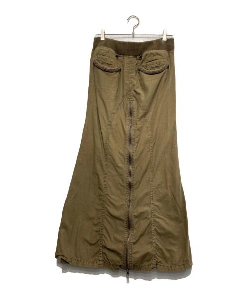 goa（ゴア）goa (ゴア) フロントジッパーロングスカート カーキ サイズ:Freeの古着・服飾アイテム