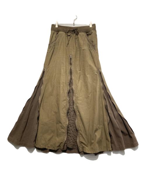 goa（ゴア）goa (ゴア) フロントジッパーロングスカート カーキ サイズ:Freeの古着・服飾アイテム