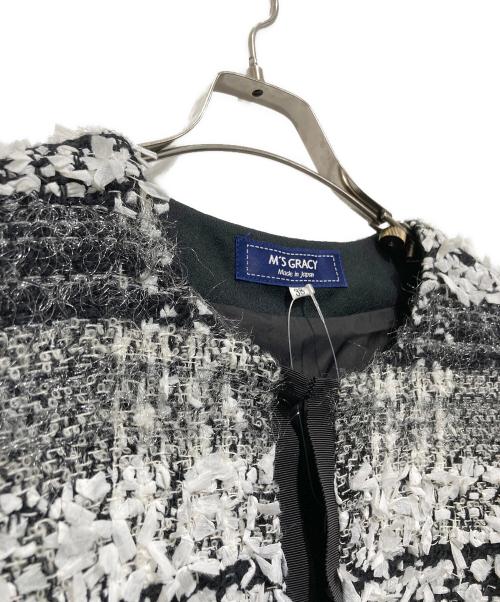 M'S GRACY（エムズグレイシー）M'S GRACY (エムズグレイシー) リボン付ツイードコート ホワイト サイズ:38の古着・服飾アイテム