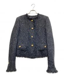 ESCADA（エスカーダ）の古着「フリンジノーカラージャケット」｜ブラック