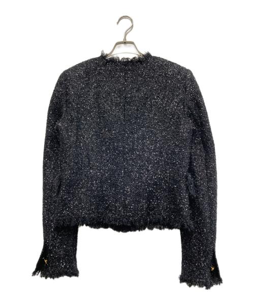ESCADA（エスカーダ）ESCADA (エスカーダ) フリンジノーカラージャケット ブラック サイズ:36の古着・服飾アイテム