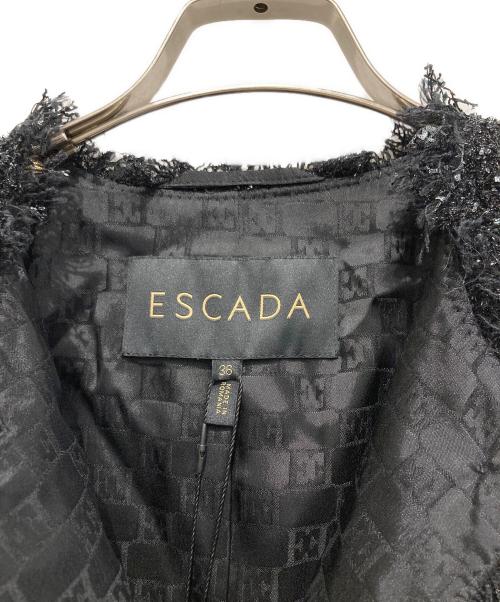 ESCADA（エスカーダ）ESCADA (エスカーダ) フリンジノーカラージャケット ブラック サイズ:36の古着・服飾アイテム