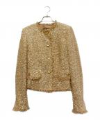 ESCADAエスカーダ）の古着「フリンジノーカラージャケット」｜ベージュ