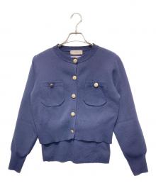 JUSGLITTY（ジャスグリッティー）の古着「アンサンブルニットジャケット」｜ネイビー