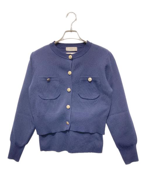 JUSGLITTY（ジャスグリッティー）JUSGLITTY (ジャスグリッティー) アンサンブルニットジャケット ネイビー サイズ:SIZE 2の古着・服飾アイテム