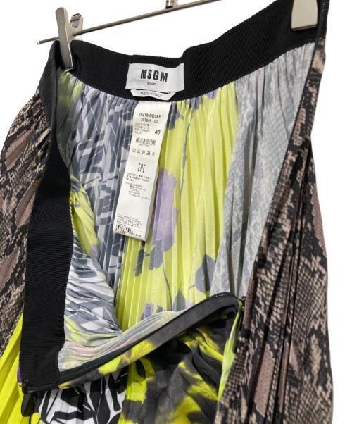 MSGM（エムエスジーエム）MSGM (エムエスジーエム) ミックス柄スカート プリーツスカート ブラック サイズ:40の古着・服飾アイテム
