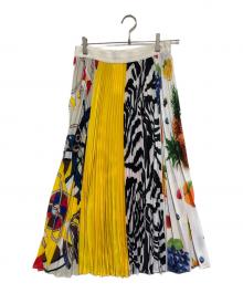 MSGM（エムエスジーエム）の古着「総柄プリーツスカート」｜ホワイト