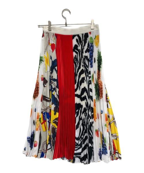 MSGM（エムエスジーエム）MSGM (エムエスジーエム) 総柄プリーツスカート ホワイト サイズ:44の古着・服飾アイテム
