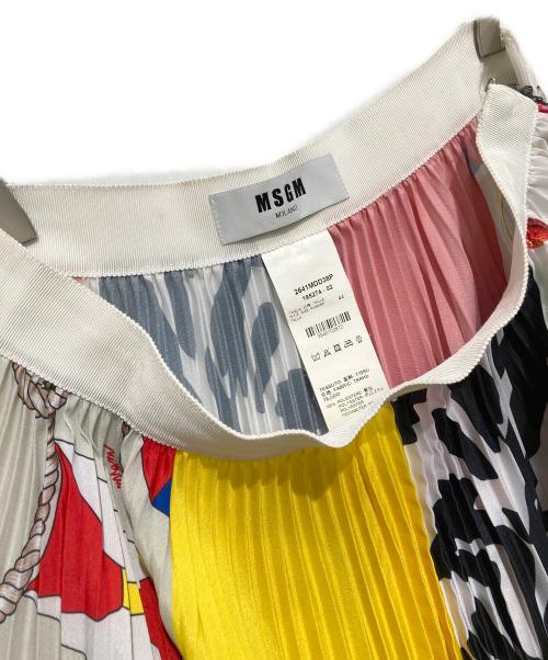 MSGM（エムエスジーエム）MSGM (エムエスジーエム) 総柄プリーツスカート ホワイト サイズ:44の古着・服飾アイテム