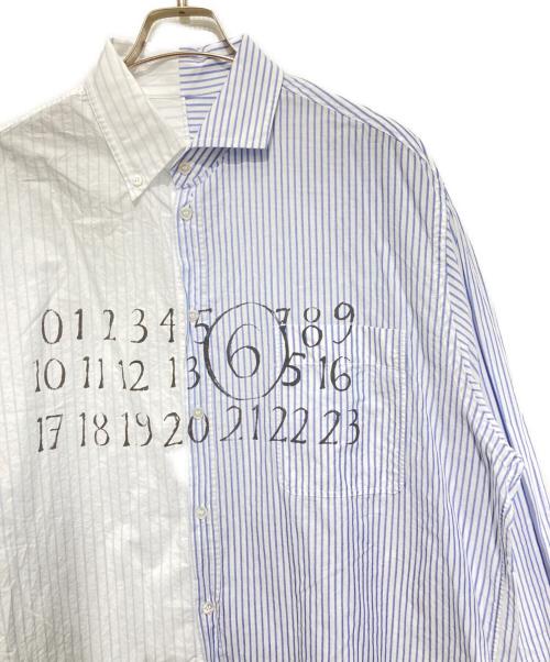 MM6 Maison Margiela（エムエムシックスメゾンマルジェラ）MM6 Maison Margiela (エムエムシックスメゾンマルジェラ) アシンメトリーロングスリーブシャツ スカイブルー サイズ:44の古着・服飾アイテム