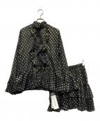 Lily Brownリリーブラウン）の古着「シフォンフリルセットアップ」｜ブラック