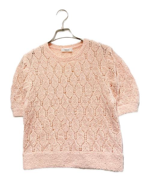 trefle+1（トレフルプラスワン）TREFLE+1 (トレフルプラスワン) スパンコールクロシェニット ピンク サイズ:FREEの古着・服飾アイテム