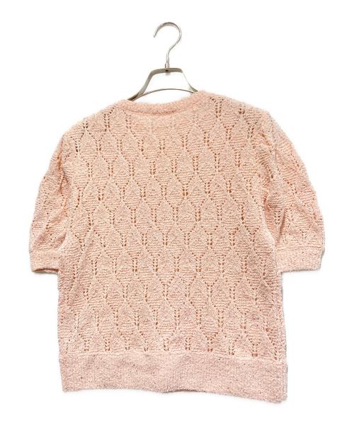 trefle+1（トレフルプラスワン）TREFLE+1 (トレフルプラスワン) スパンコールクロシェニット ピンク サイズ:FREEの古着・服飾アイテム