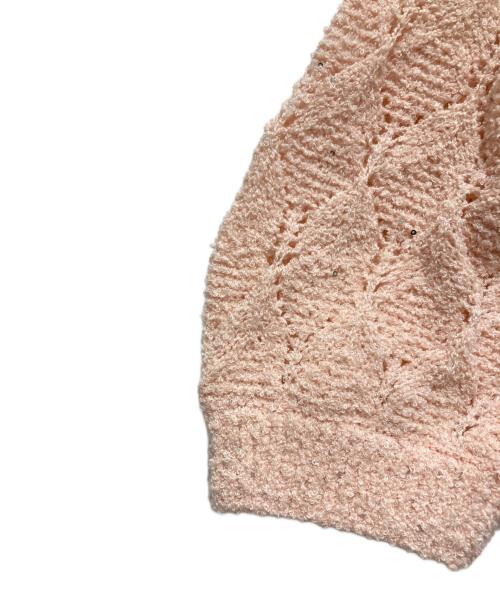 trefle+1（トレフルプラスワン）TREFLE+1 (トレフルプラスワン) スパンコールクロシェニット ピンク サイズ:FREEの古着・服飾アイテム