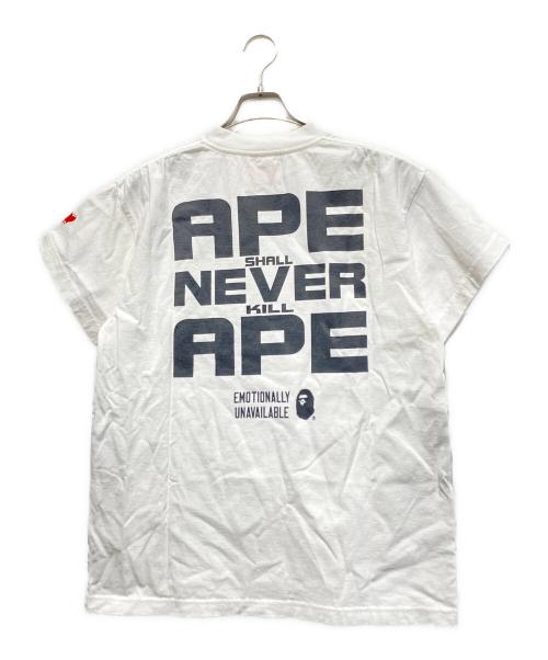 EMOTIONALLY UNAVAILABLE（エモーショナリー・アンアベイラブル）EMOTIONALLY UNAVAILABLE (エモーショナリー・アンアベイラブル) A BATHING APE (アベイシングエイプ) EU BAPE FACE SS TEE ホワイト サイズ:Sの古着・服飾アイテム