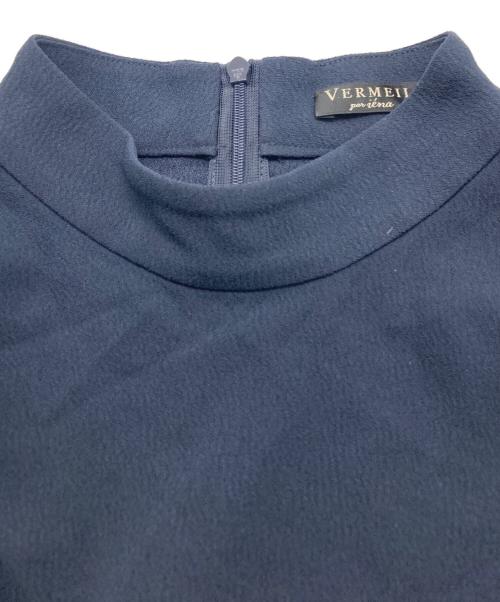 VERMEIL par iena（ヴェルメイユ パー イエナ）VERMEIL par iena (ヴェルメイユ パー イエナ) アセテートバックサテンジョーゼットワンピース ネイビー サイズ:FREEの古着・服飾アイテム