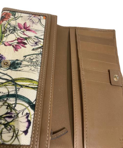 GUCCI（グッチ）GUCCI (グッチ) フラワーキャンパスウォレット ブラウンの古着・服飾アイテム