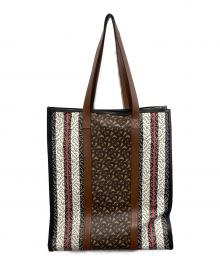 BURBERRY（バーバリー）の古着「モノグラムストライプEキャンバスポートレートトートバッグ」｜ブラウン