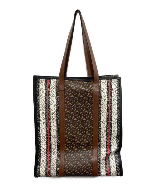 BURBERRY（バーバリー）BURBERRY (バーバリー) モノグラムストライプEキャンバスポートレートトートバッグ ブラウンの古着・服飾アイテム