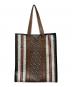 BURBERRY (バーバリー) モノグラムストライプEキャンバスポートレートトートバッグ ブラウン：25000円