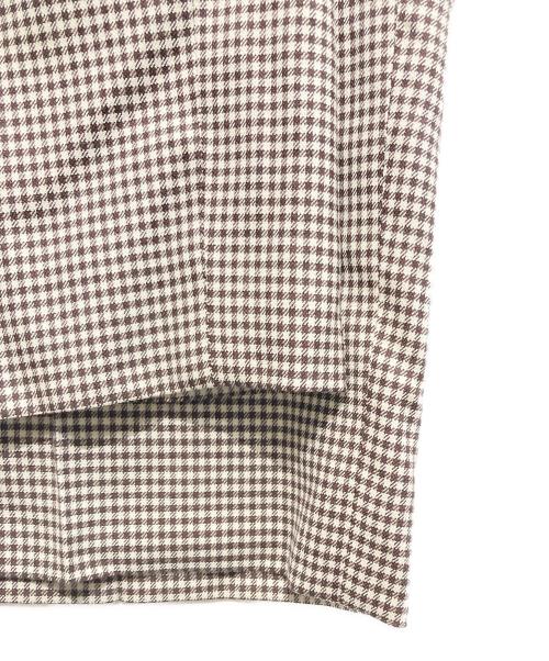 TOMORROW LAND collection（トゥモローランドコレクション）TOMORROW LAND collection (トゥモローランドコレクション) シルキーギンガムチェック ストレートパンツ ホワイト×ブラウン サイズ:36の古着・服飾アイテム