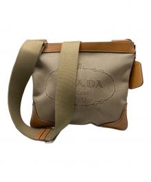 PRADA（プラダ）の古着「ロゴジャガードショルダーバッグ」｜ベージュ