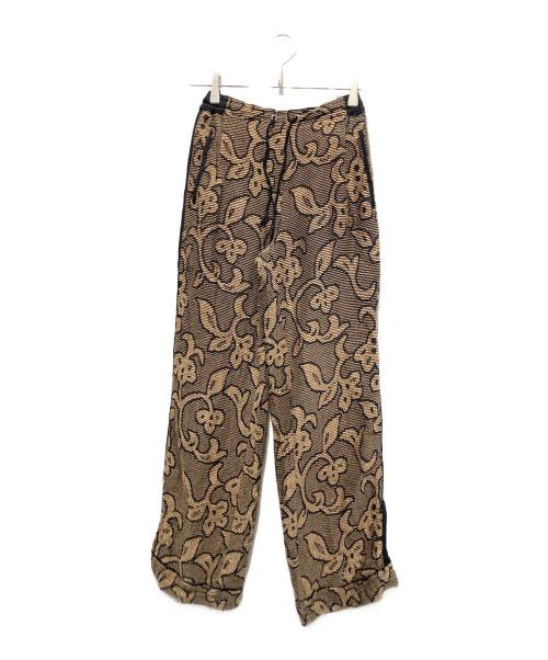 TODAYFUL（トゥデイフル）TODAYFUL (トゥデイフル) Jacquard Leaf Roughpants ブラック×ブラウン サイズ:36の古着・服飾アイテム